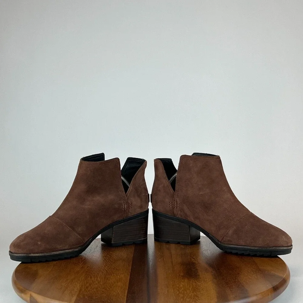 Womens Sorel Cate Cut Out Brown‎ Suede Heeled Ankle Boots Booties Size 11 M GUC